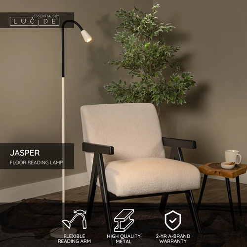 Lucide JASPER - Floor reading lamp - 1xGU10 - Cream | Essential - USP